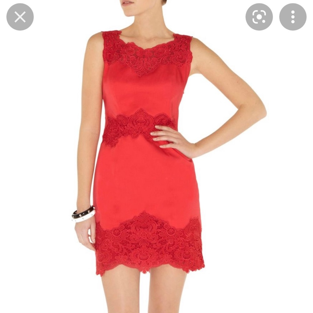 Red Karen Millen dress with lace